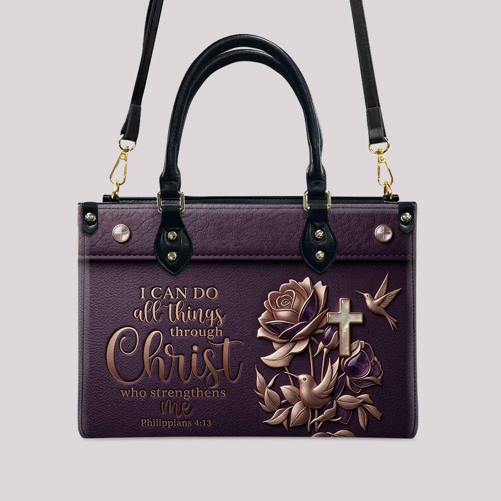 Personalized Christian Leather Handbag and Matching Wallet Set with Bible Verse Philippians 4:13 | Custom Name Gift - CHRISTIANARTBAG 02072726