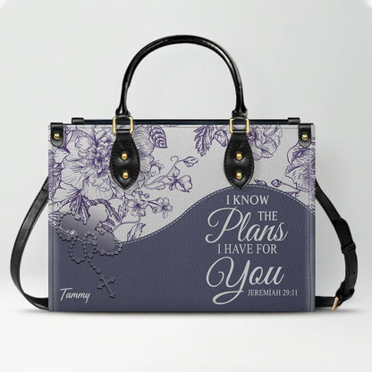 Christian Personalized Leather Handbag Flower for Women – Custom Name & Scripture | CHRISTIANARTBAG CAB031326