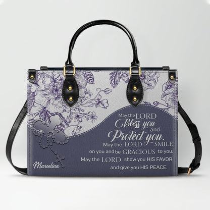 Christian Personalized Leather Handbag Flower for Women – Custom Name & Scripture | CHRISTIANARTBAG CAB031326
