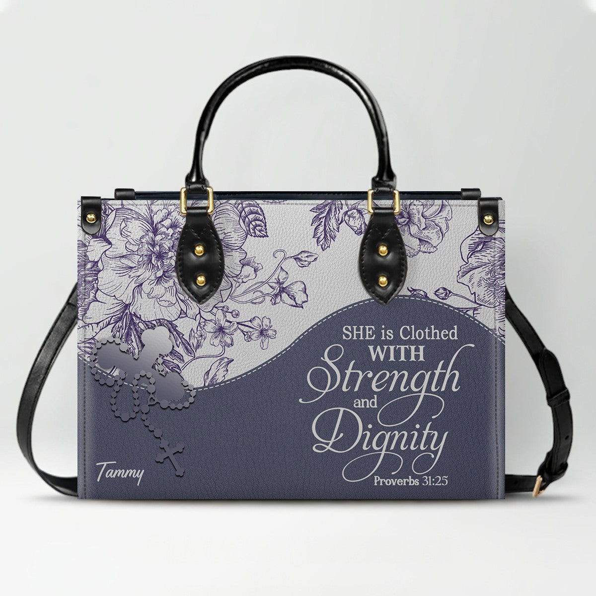 Personalized Christian Leather Handbag & Free Clutch Set – Custom Bible Verse Gift for Women CAB0241426