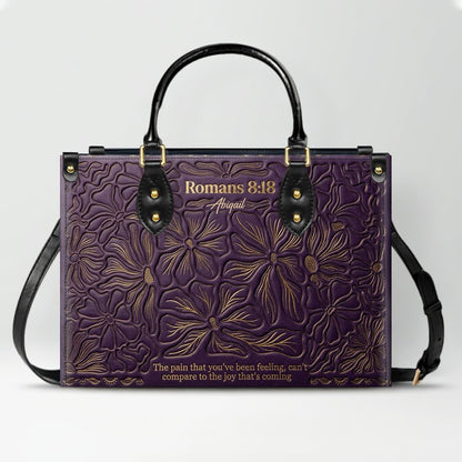 CHRISTIANARTBAG Personalized Leather Handbag - Custom Name & Bible Verse Floral Embossed Tote Bag for Women CAB01101726