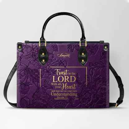 Personalized Bible Verse Leather Handbag - Custom Name Christian Tote Bag | CHRISTIANARTBAG 01080626