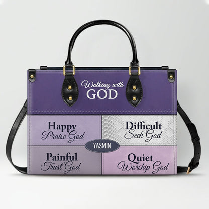 Personalized Leather Handbag by CHRISTIANARTBAG - "Walking with God" Faith-Based Tote for Women