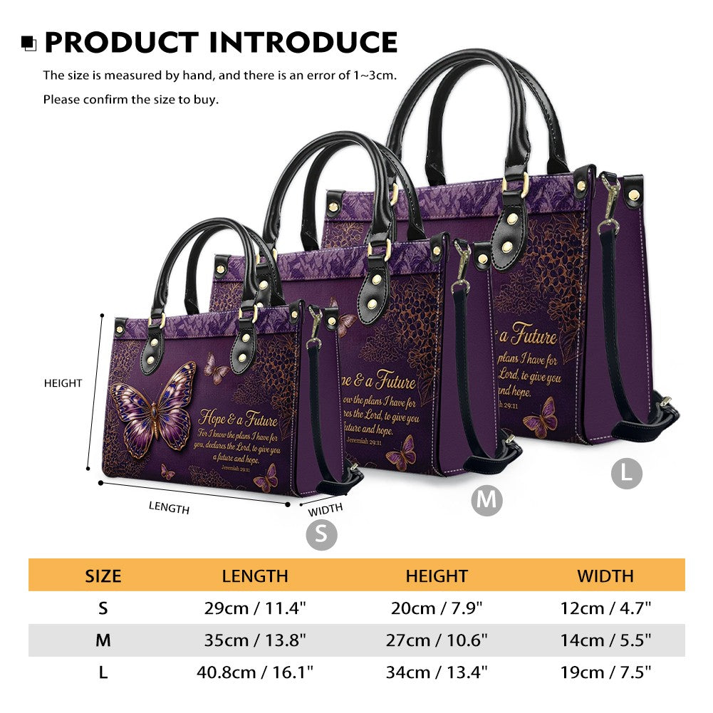 Personalized Butterfly Leather Handbag with Bible Verse | CHRISTIANARTBAG 01080126