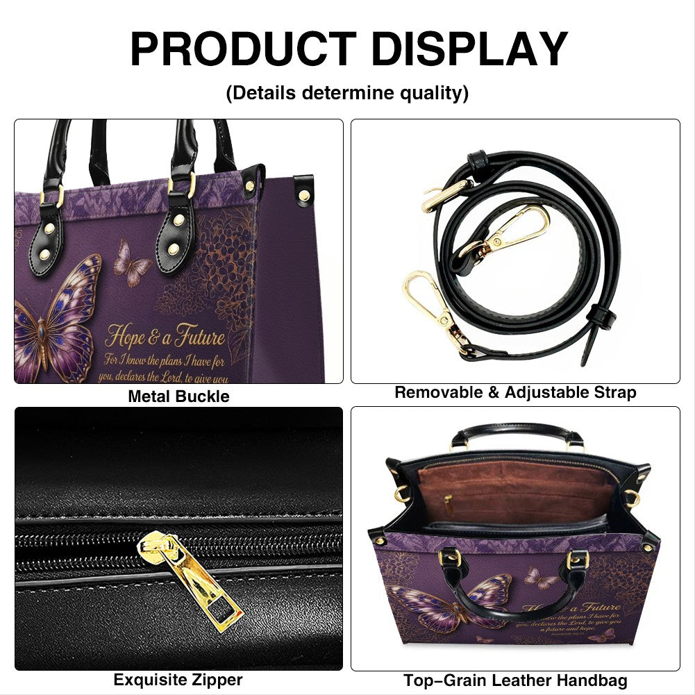 Personalized Butterfly Leather Handbag with Bible Verse | CHRISTIANARTBAG 01080126