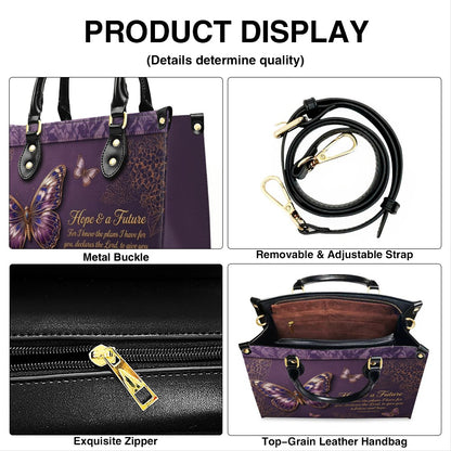 Personalized Butterfly Leather Handbag with Bible Verse | CHRISTIANARTBAG 01080126