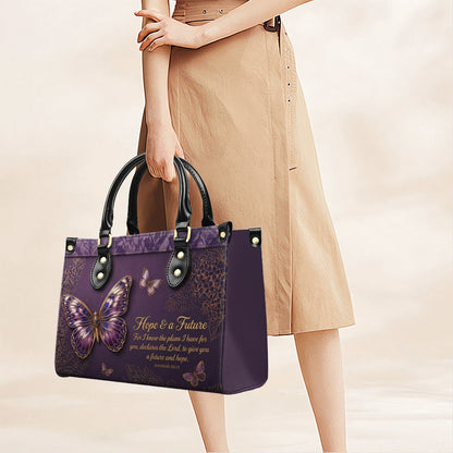 Personalized Butterfly Leather Handbag with Bible Verse | CHRISTIANARTBAG 01080126