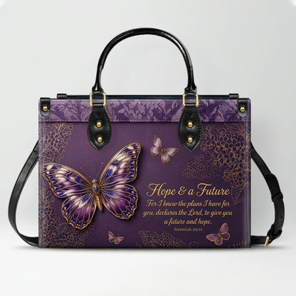Personalized Butterfly Leather Handbag with Bible Verse | CHRISTIANARTBAG 01080126