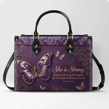 Personalized Butterfly Leather Handbag with Bible Verse | CHRISTIANARTBAG 01080126
