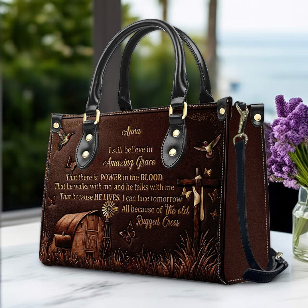 Personalized Leather Handbag for Women, Custom Christian Amazing Grace Purse with Name - CHRISTIANARTBAG CAB02100426