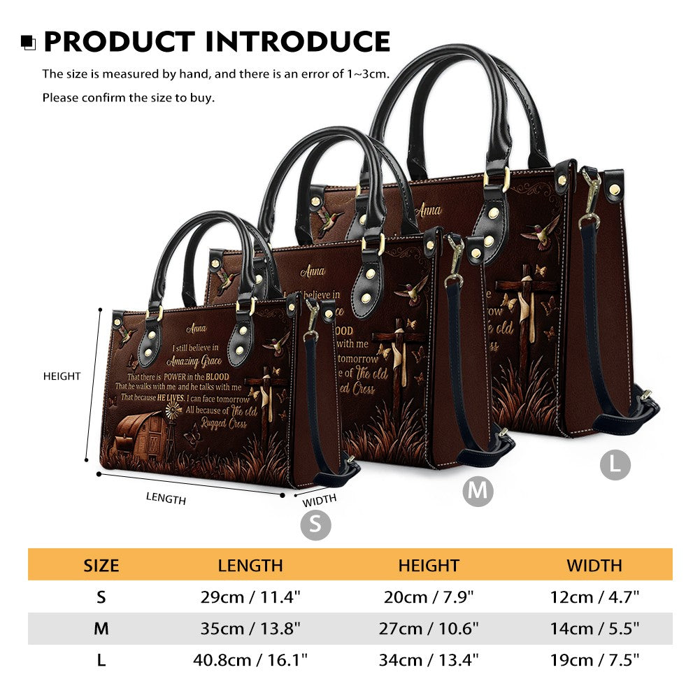 Personalized Leather Handbag for Women, Custom Christian Amazing Grace Purse with Name - CHRISTIANARTBAG CAB02100426