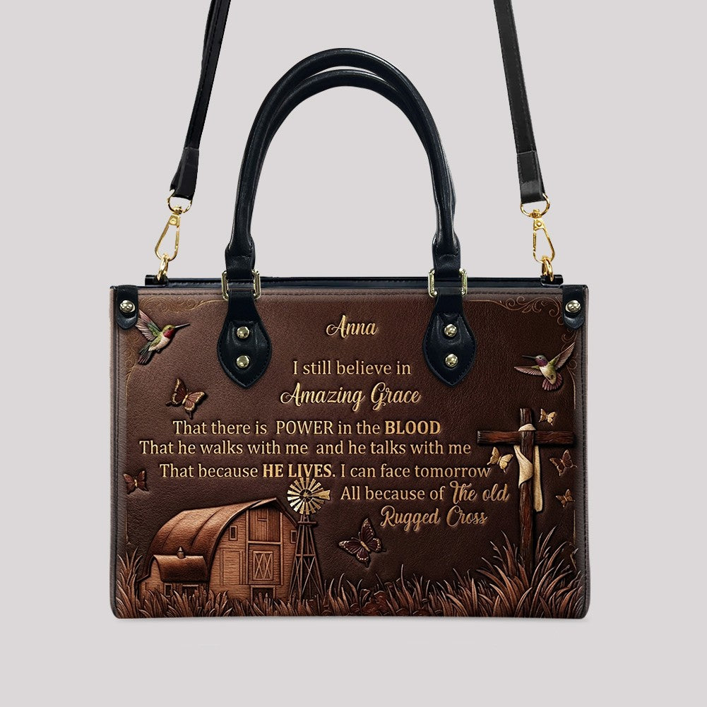 Personalized Leather Handbag for Women, Custom Christian Amazing Grace Purse with Name - CHRISTIANARTBAG CAB02100426