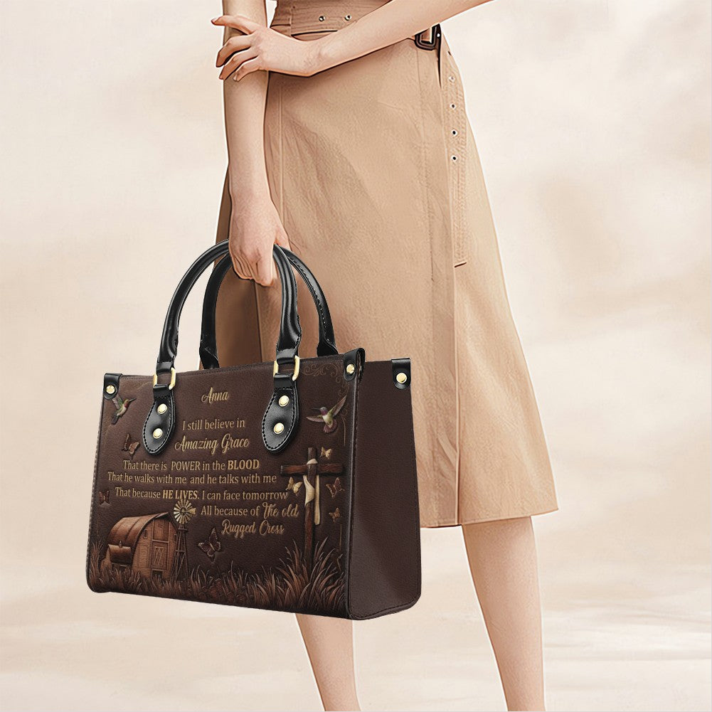 Personalized Leather Handbag for Women, Custom Christian Amazing Grace Purse with Name - CHRISTIANARTBAG CAB02100426
