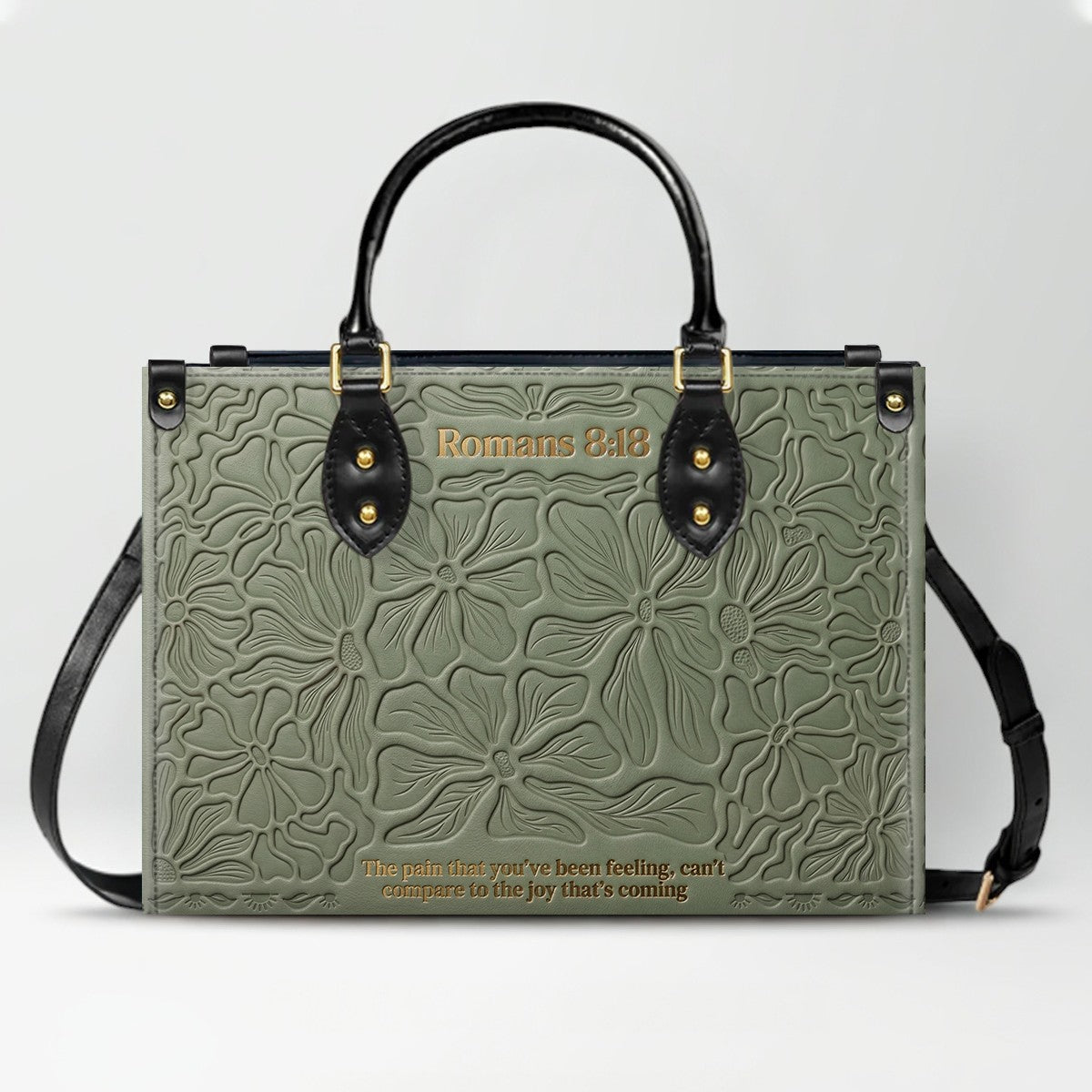 CHRISTIANARTBAG Personalized Leather Handbag - Custom Name & Bible Verse Floral Embossed Tote Bag for Women CAB01101726