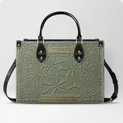 CHRISTIANARTBAG Personalized Leather Handbag - Custom Name & Bible Verse Floral Embossed Tote Bag for Women CAB01101726