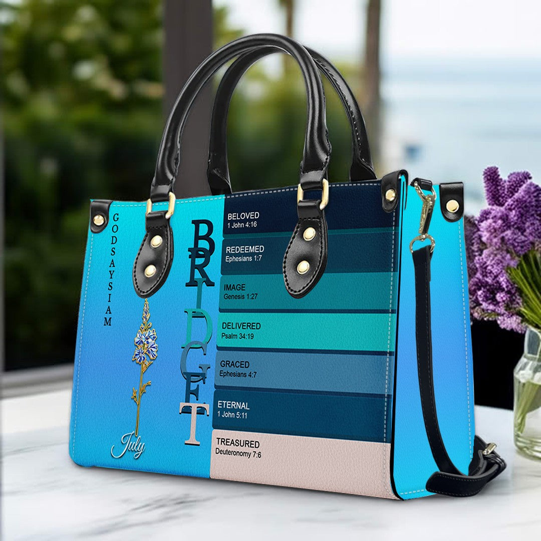 Uncover the sacred meaning of your name - Custom Name & Month Flower - Personalized Leather Handbag - CHRISTIANARTBAG 01181125