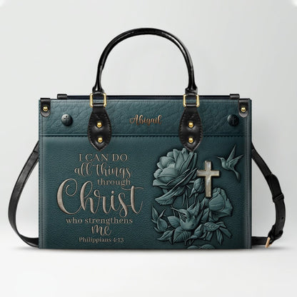 Custom Name Christian Leather Handbag & Wallet Set - Personalized Bible Verse Tote Bag | CHRISTIANARTBAG 01072726