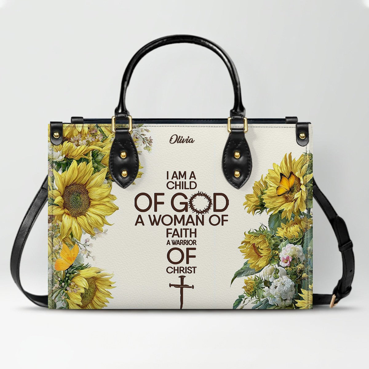 Personalized Christian Leather Handbag for Women – Custom Name & Bible Verse | CHRISTIANARTBAG CAB011426
