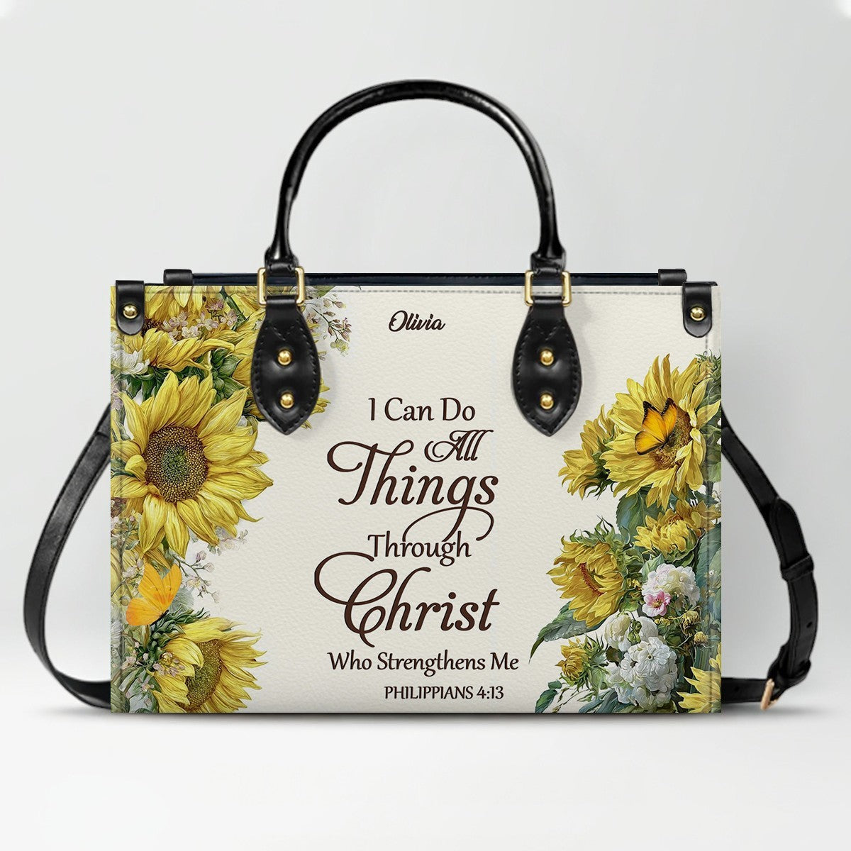 Personalized Christian Leather Handbag for Women – Custom Name & Bible Verse | CHRISTIANARTBAG CAB011426
