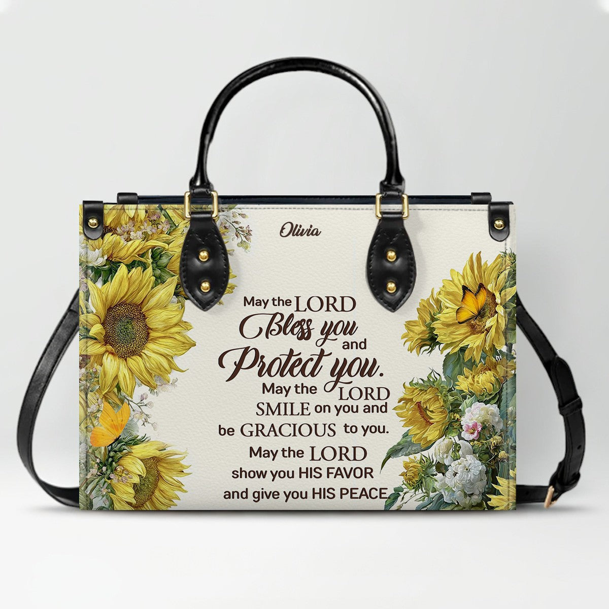 Personalized Christian Leather Handbag for Women – Custom Name & Bible Verse | CHRISTIANARTBAG CAB011426