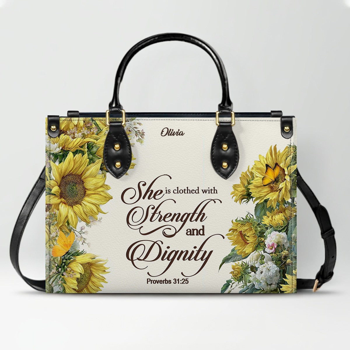 Personalized Christian Leather Handbag for Women – Custom Name & Bible Verse | CHRISTIANARTBAG CAB011426