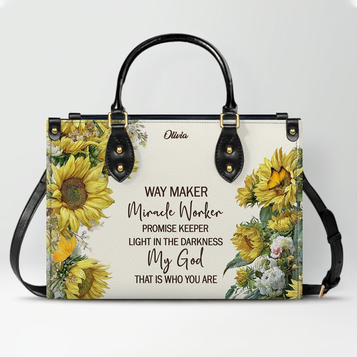 Personalized Christian Leather Handbag for Women – Custom Name & Bible Verse | CHRISTIANARTBAG CAB011426