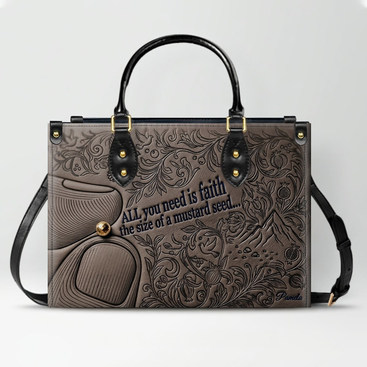 Personalized Leather Handbag "Faith as a Mustard Seed" | CHRISTIANARTBAG 02080526