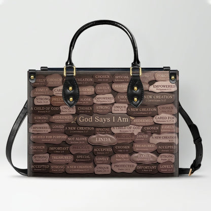 Personalized Leather Handbag - God Says I Am Christian Purse | CHRISTIANARTBAG 01080526