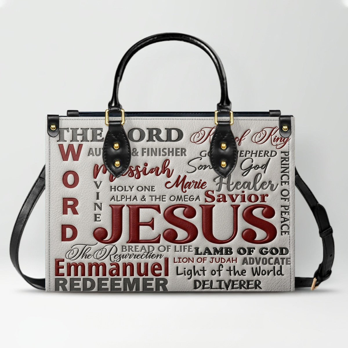 CHRISTIANARTBAG Personalized Leather Handbag - Custom [COLOR] Purse with [NAME/DESIGN] Print - Religious Gifts for Women CAB0171626