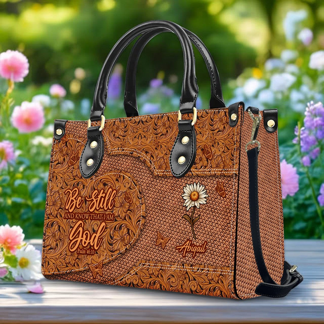 Personalized Christian Leather Handbag for Women - Custom Bible Verse Western Style Tote Bag CAB0212425