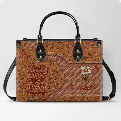 Personalized Christian Leather Handbag for Women - Custom Bible Verse Western Style Tote Bag CAB0212425