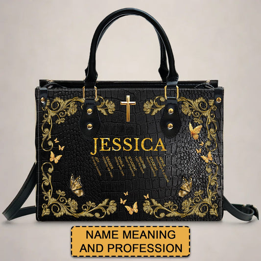 Personalized Leather Handbag for Teachers - Custom Name & Career Acrostic Alphabet Gift