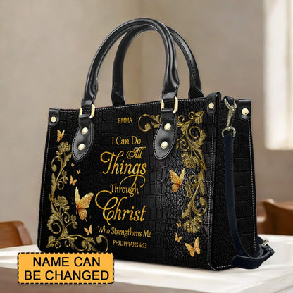 Personalized Leather Handbag with Custom Name & Bible Verse - Personalized Christian Leather Handbag & Wallet Set | CHRISTIANARTBAG™ CAB01101326