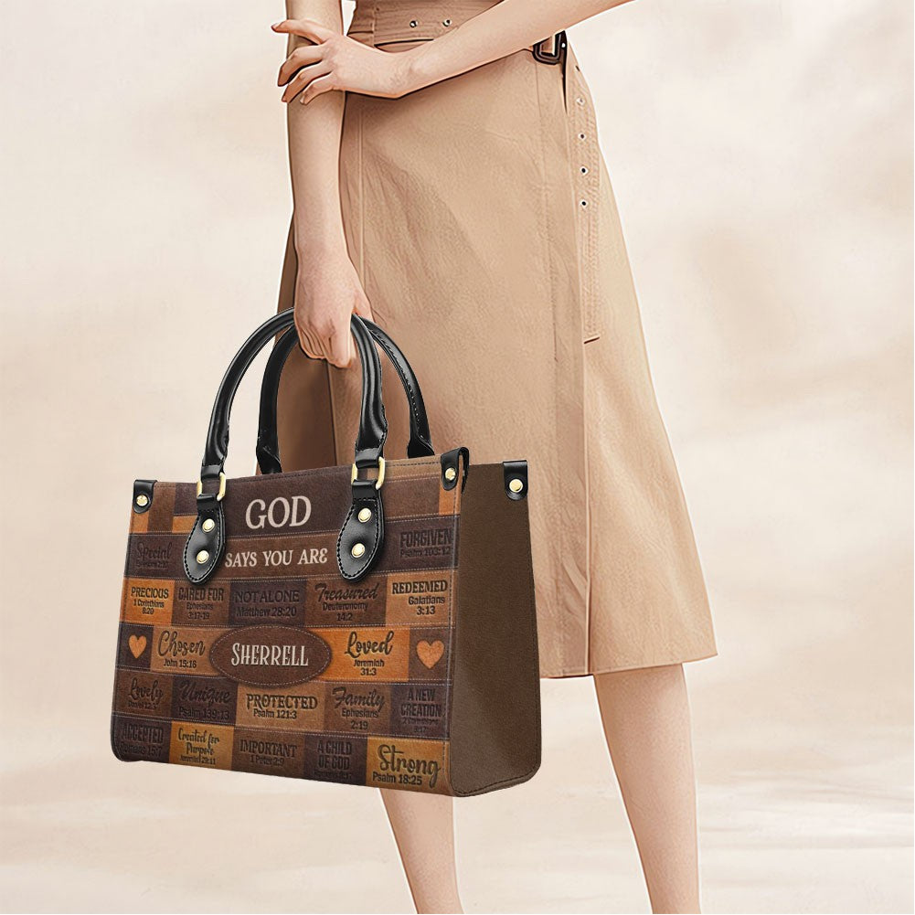 Christian Art Bag God Says You Are Personalized Handbag with Long Wallet | Custom Scripture Leather Tote & Purse Set | Faith Based Religious Gifts for Her CAB01061526