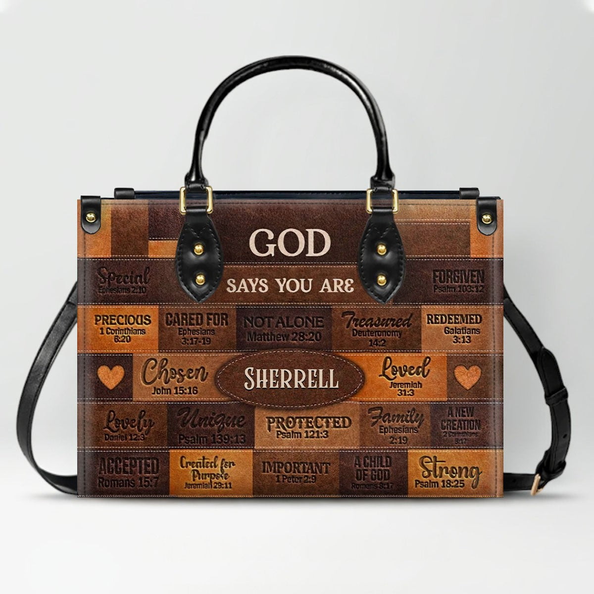 Christian Art Bag God Says You Are Personalized Handbag with Long Wallet | Custom Scripture Leather Tote & Purse Set | Faith Based Religious Gifts for Her CAB01061526