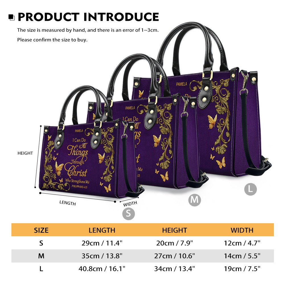 Personalized Leather Handbag with Custom Name & Bible Verse - Personalized Christian Leather Handbag & Wallet Set | CHRISTIANARTBAG™ CAB01012626
