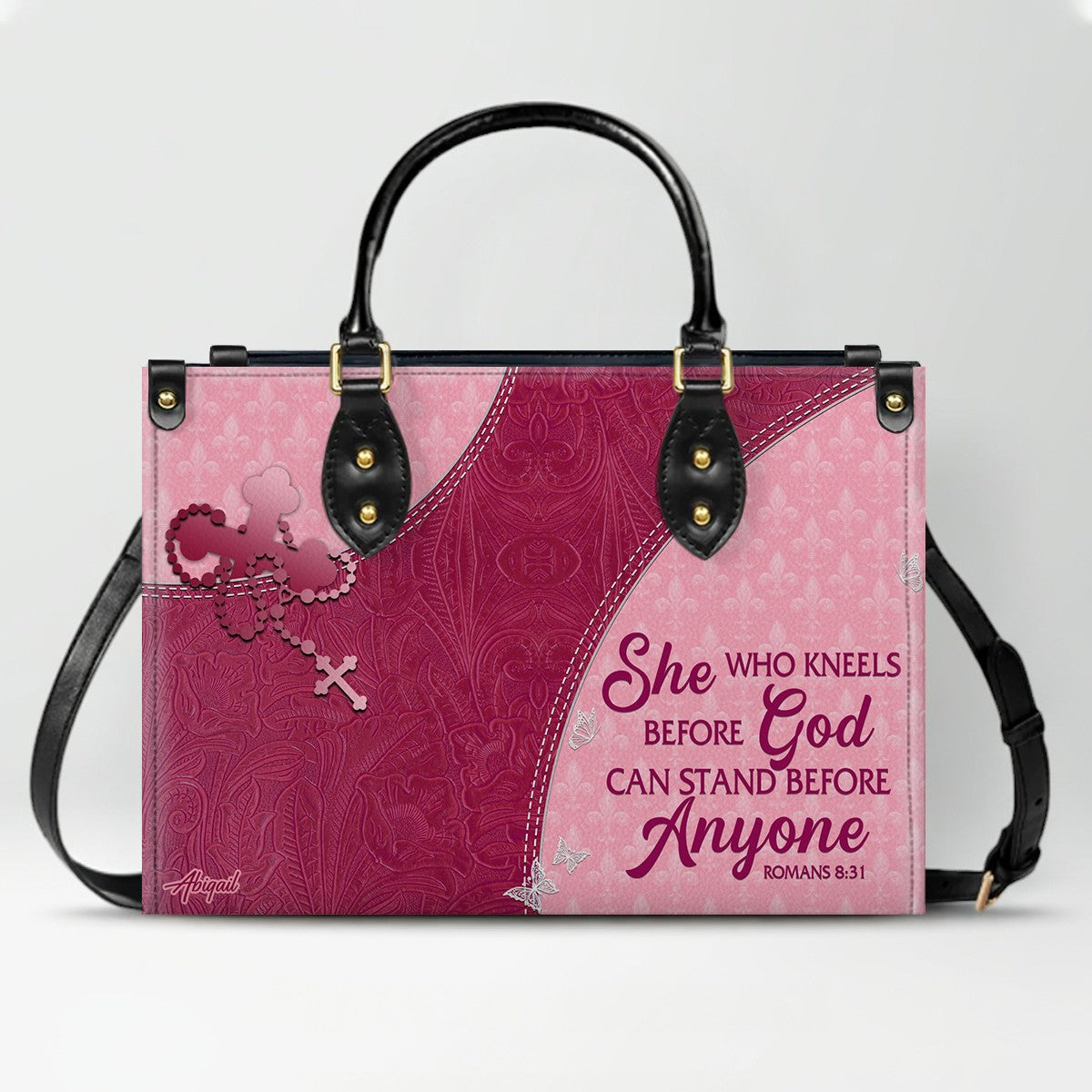 Christian Leather Purse with Personalized Name & Custom Bible Verse | CHRISTIANARTBAG Luxury Bag