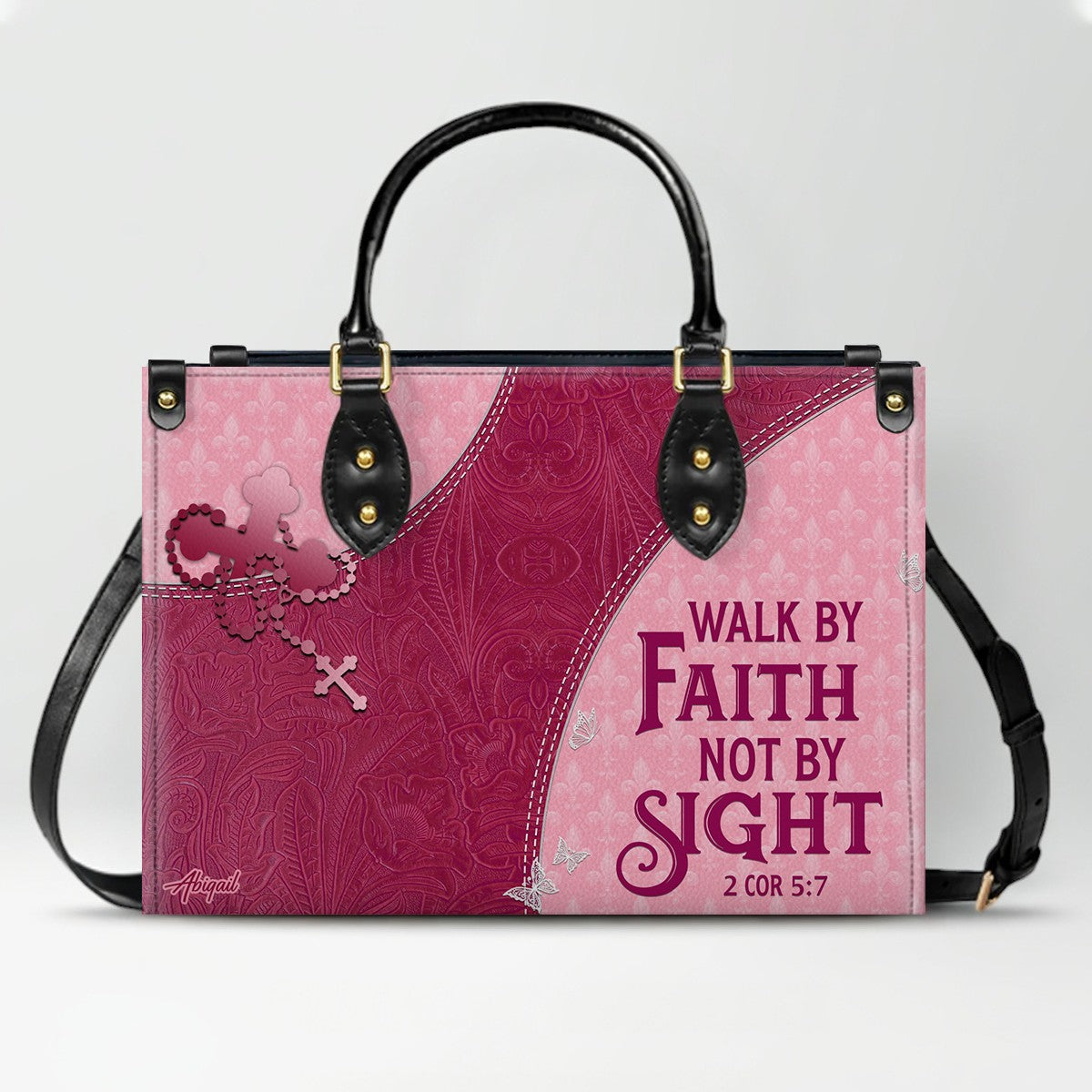Christian Leather Purse with Personalized Name & Custom Bible Verse | CHRISTIANARTBAG Luxury Bag