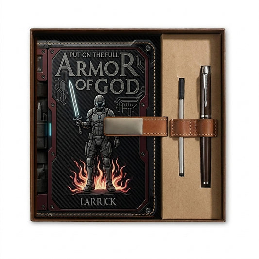 Premium Custom Leather Journal & Pen Set - Armor of God Collection | CHRISTIANARTBAG CAB016126