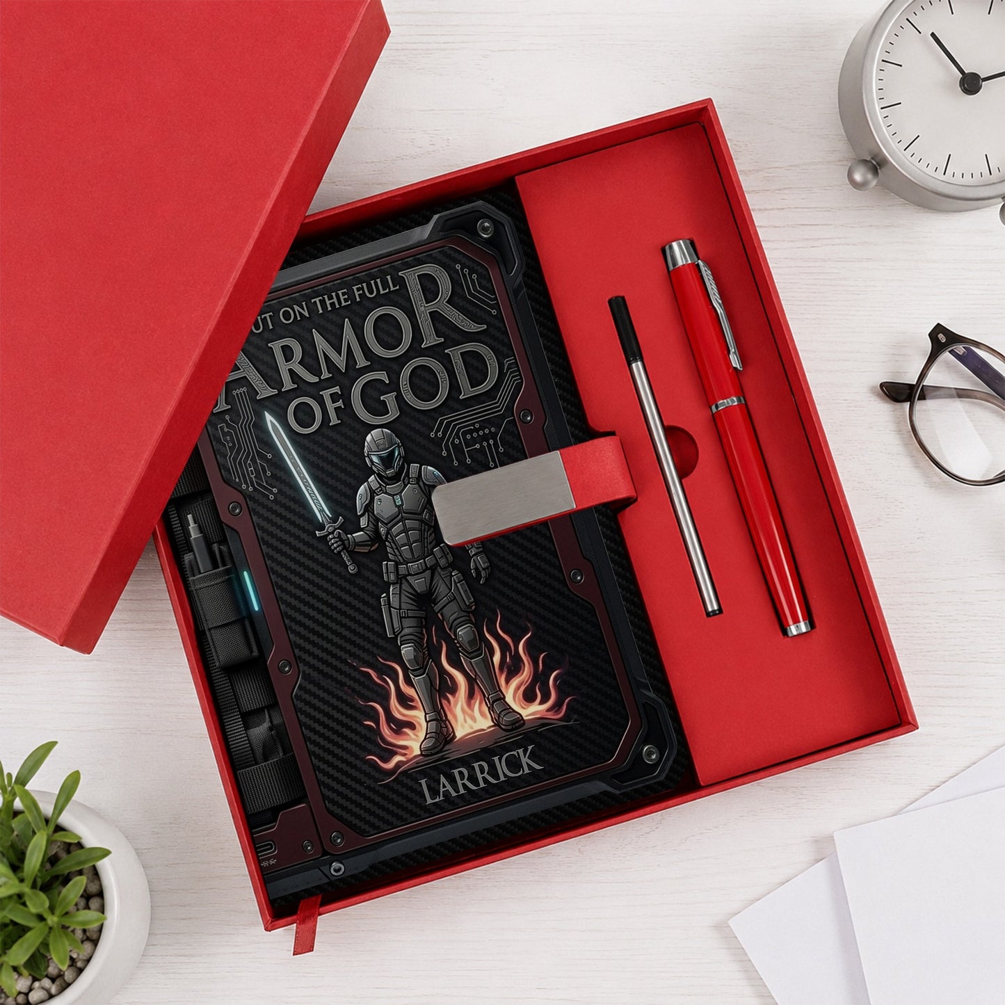 Premium Custom Leather Journal & Pen Set - Armor of God Collection | CHRISTIANARTBAG CAB016126