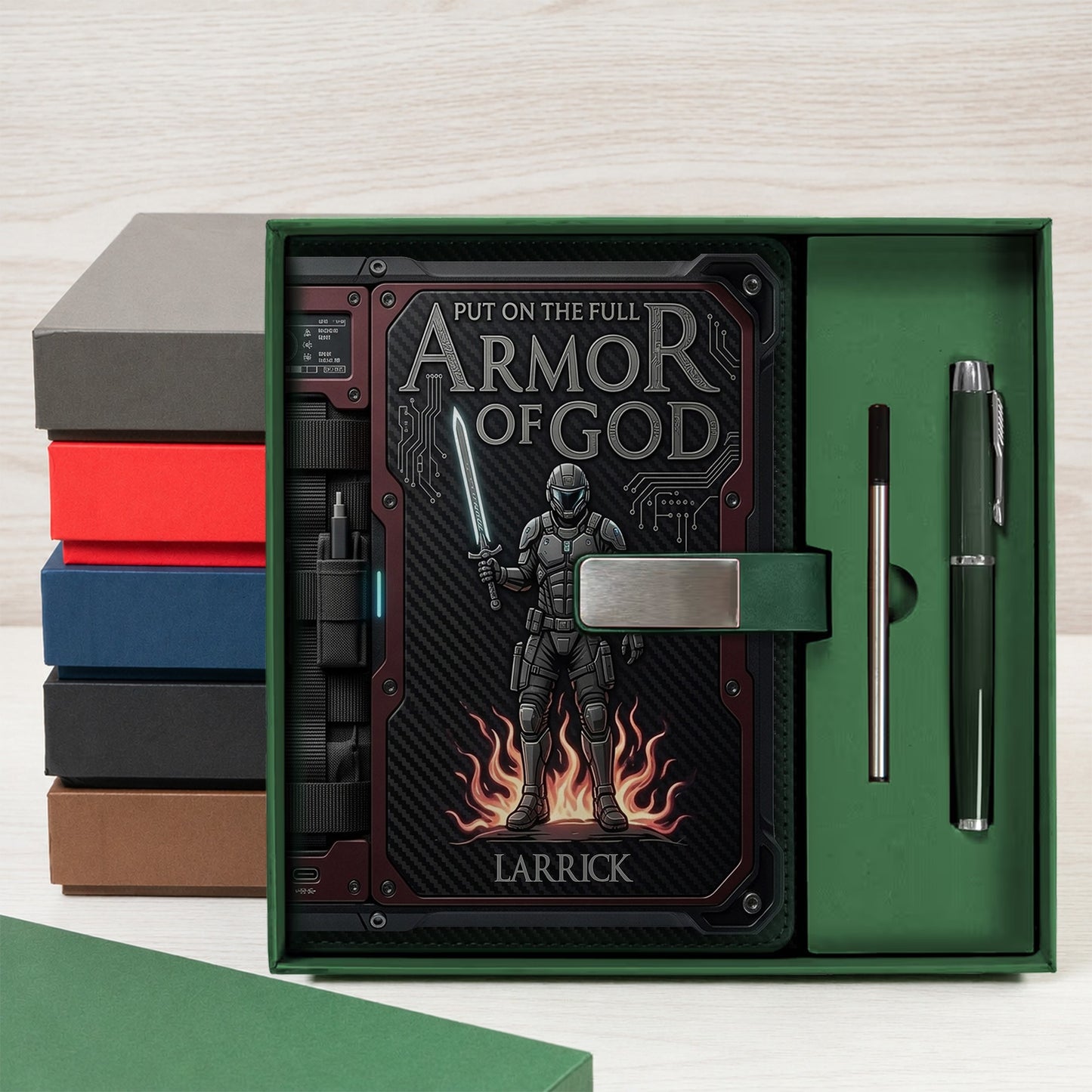 Premium Custom Leather Journal & Pen Set - Armor of God Collection | CHRISTIANARTBAG CAB016126