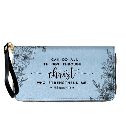 Personalized Leather Handbag Cool Blue & Wallet Set for Women – Custom Name & Bible Verse – Christian Gift | CHRISTIANARTBAG