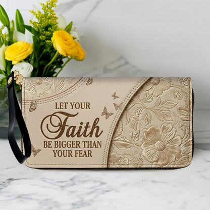 CHRISTIANARTBAG | Personalized Leather Handbag - Let Your Faith Be Bigger Than Your Fear - Custom Name Floral Leather Tote Bag CAB01080726