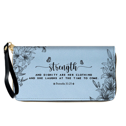 Personalized Leather Handbag Cool Blue & Wallet Set for Women – Custom Name & Bible Verse – Christian Gift | CHRISTIANARTBAG