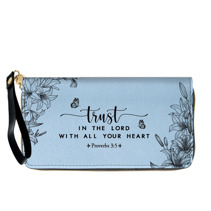 Personalized Leather Handbag Cool Blue & Wallet Set for Women – Custom Name & Bible Verse – Christian Gift | CHRISTIANARTBAG