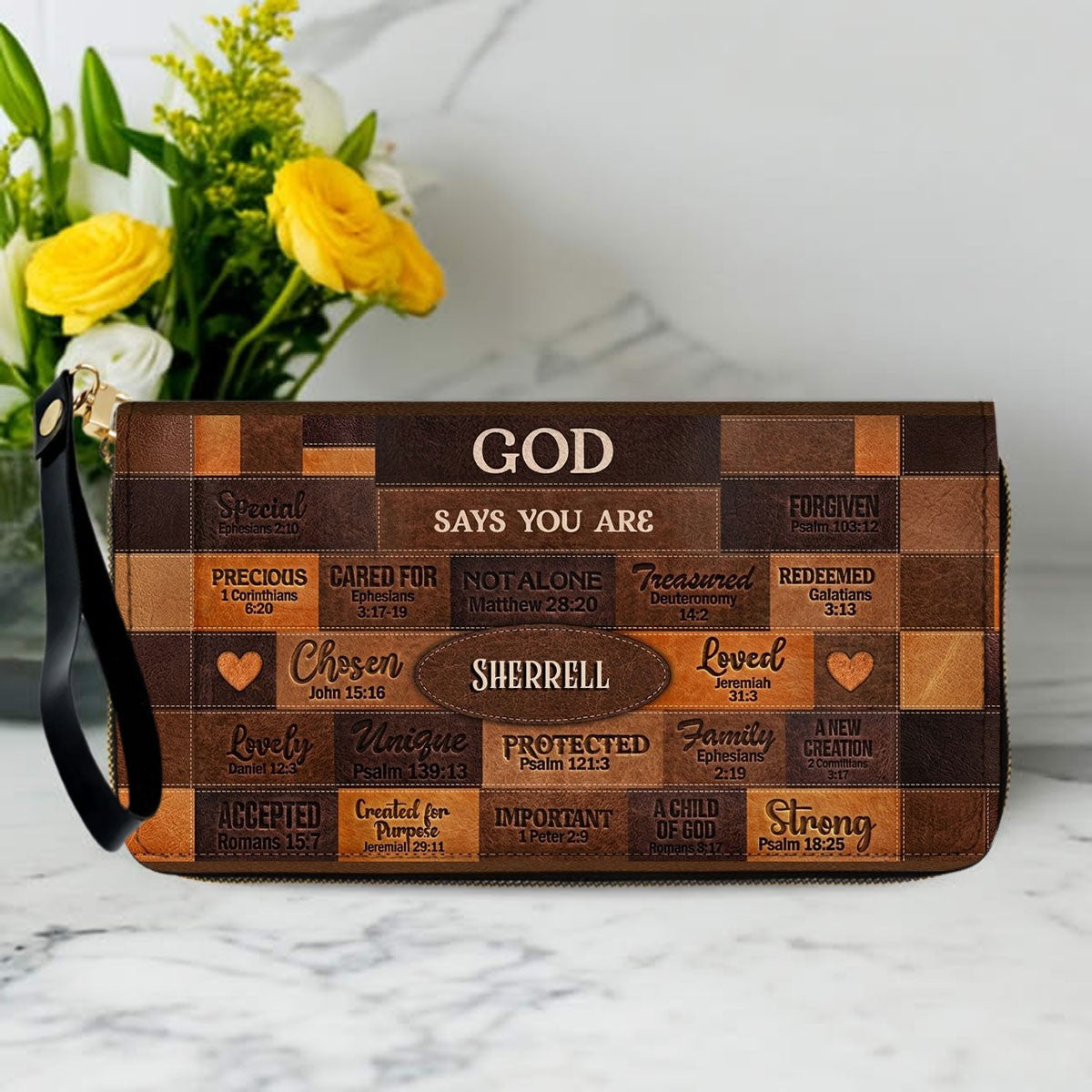 Christian Art Bag God Says You Are Personalized Handbag with Long Wallet | Custom Scripture Leather Tote & Purse Set | Faith Based Religious Gifts for Her CAB01061526