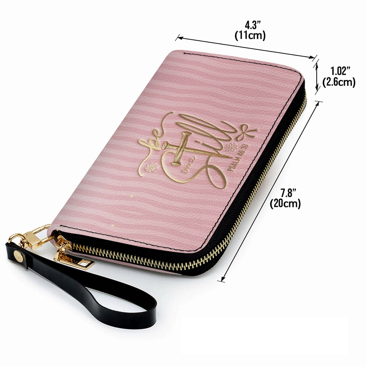 Personalized Be Still Psalm 46:10 Cross Leather Handbag for Women - CHRISTIANARTBAG | Custom Faith Purse in Pink CAB01100526