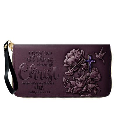 Personalized Christian Leather Handbag and Matching Wallet Set with Bible Verse Philippians 4:13 | Custom Name Gift - CHRISTIANARTBAG 02072726