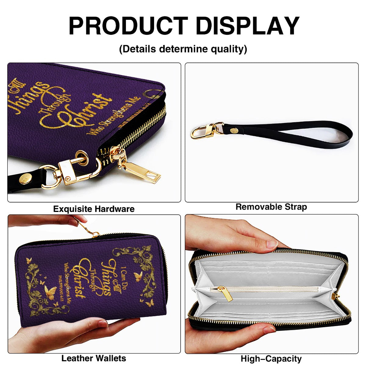 Personalized Leather Handbag with Custom Name & Bible Verse - Personalized Christian Leather Handbag & Wallet Set | CHRISTIANARTBAG™ CAB01012626