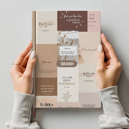 Personalized Leather Notebook Bible – Custom Name Christian Journal with Inspirational Scripture Verses